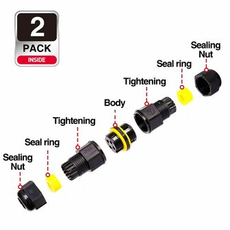 Connector 3-aderig waterdicht set van 2