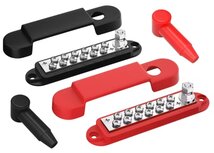 Contactstrip Distributieblok 12 punts Set rood en zwart met kap Contactstrip Distributieblok 12 punts Set rood en zwart met kap