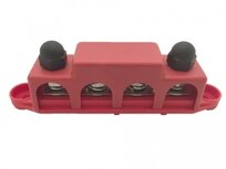 Contactstrip Distributieblok 4 punts rood Contactstrip Distributieblok 4 punts rood