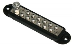 Contactstrip Distributieblok 12 punts zwart met kap