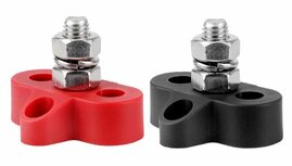 Contactstrip Distributieblok 1 punts M10  set rood + zwart